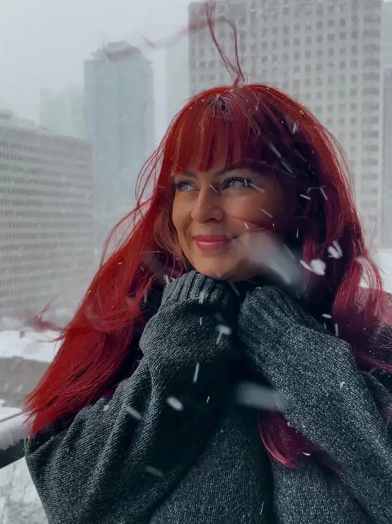 Solenn Cousin sous la neige à Montréal
